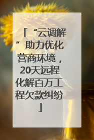 “云调解”助力优化营商环境，20天远程化解百万工程欠款纠纷