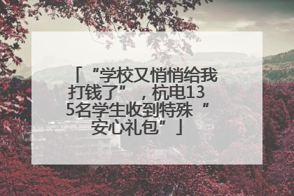 “学校又悄悄给我打钱了”，杭电135名学生收到特殊“安心礼包”
