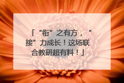 “衔”之有方，“接”力成长！这场联合教研超有料！