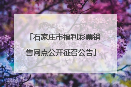 石家庄市福利彩票销售网点公开征召公告