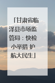 甘肃省临泽县市场监管局：快检小举措 护航大民生