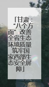 甘肃：“八个方面”改善全省生态环境质量 筑牢国家西部生态安全屏障