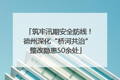 筑牢汛期安全防线！德州深化“桥河共治”整改隐患50余处