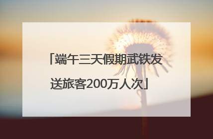 端午三天假期武铁发送旅客200万人次
