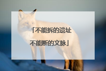 不能拆的遗址 不能断的文脉