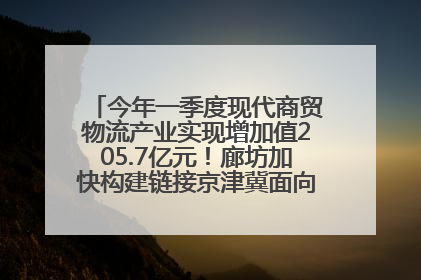 今年一季度现代商贸物流产业实现增加值205.7亿元！廊坊加快构建链接京津冀面向全世界的物流通道