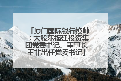 厦门国际银行换帅：大股东福建投资集团党委书记、董事长王非出任党委书记