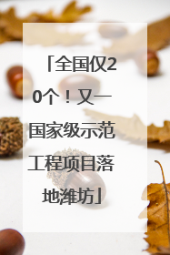 全国仅20个！又一国家级示范工程项目落地潍坊