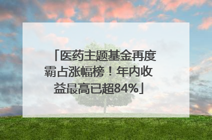 医药主题基金再度霸占涨幅榜！年内收益最高已超84%