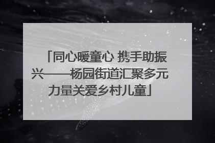 同心暖童心 携手助振兴——杨园街道汇聚多元力量关爱乡村儿童