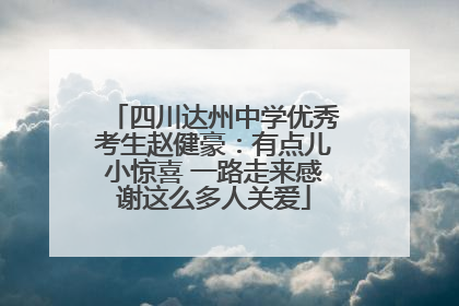 四川达州中学优秀考生赵健豪：有点儿小惊喜 一路走来感谢这么多人关爱