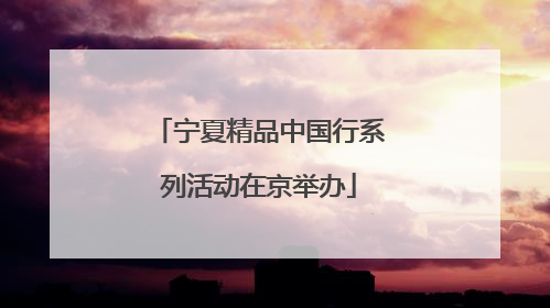 宁夏精品中国行系列活动在京举办