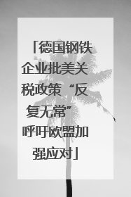 德国钢铁企业批美关税政策“反复无常” 呼吁欧盟加强应对