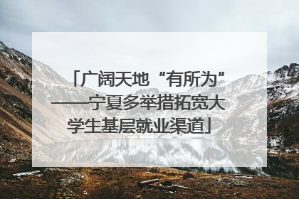 广阔天地“有所为”——宁夏多举措拓宽大学生基层就业渠道