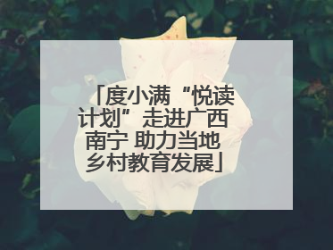 度小满“悦读计划”走进广西南宁 助力当地乡村教育发展