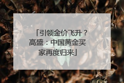 引领金价飞升？高盛：中国黄金买家再度归来