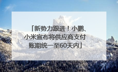 新势力跟进！小鹏、小米宣布将供应商支付账期统一至60天内
