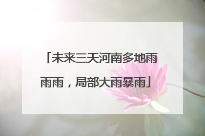 未来三天河南多地雨雨雨，局部大雨暴雨
