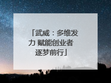 武威：多维发力 赋能创业者逐梦前行