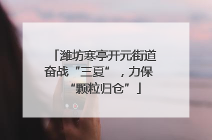 潍坊寒亭开元街道奋战“三夏”，力保“颗粒归仓”