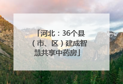 河北：36个县（市、区）建成智慧共享中药房