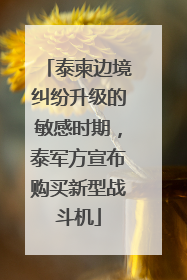 泰柬边境纠纷升级的敏感时期，泰军方宣布购买新型战斗机