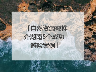 自然资源部推介湖南5个成功避险案例