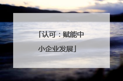 认可：赋能中小企业发展