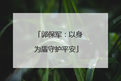 郭保军：以身为盾守护平安