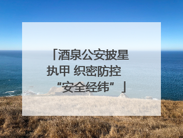 酒泉公安披星执甲 织密防控“安全经纬”