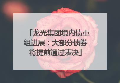 龙光集团境内债重组进展：大部分债券将提前通过表决