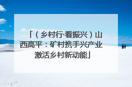 （乡村行·看振兴）山西高平：矿村携手兴产业 激活乡村新动能
