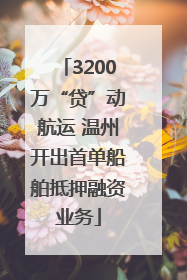 3200万“贷”动航运 温州开出首单船舶抵押融资业务