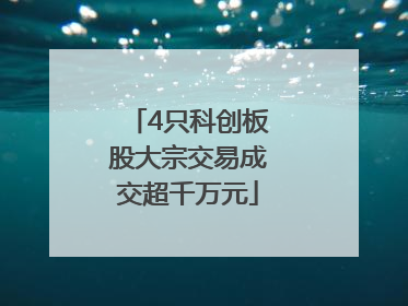 4只科创板股大宗交易成交超千万元